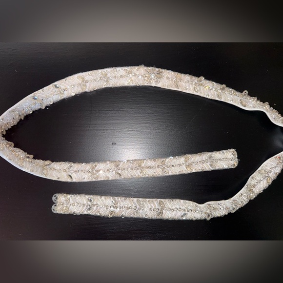 Chic Strapless Navy Blue  Dress w/ beaded belt - Picture 8 of 9